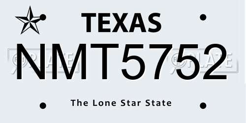 NMT5752 Texas License Plate