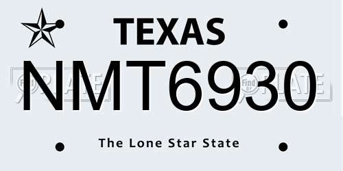 NMT6930 Texas License Plate