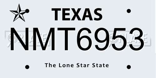 NMT6953 Texas License Plate