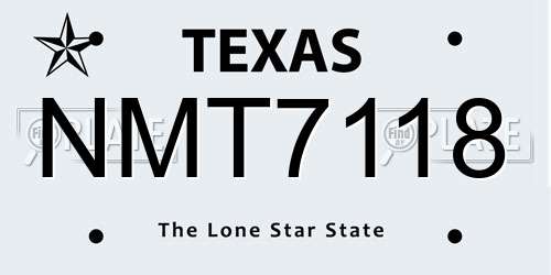 NMT7118 Texas License Plate