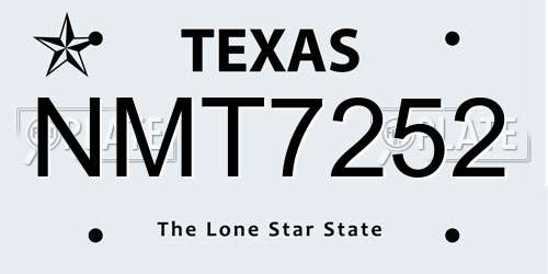 NMT7252 Texas License Plate