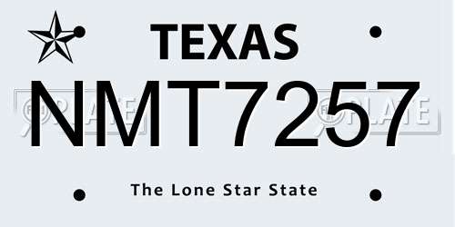 NMT7257 Texas License Plate