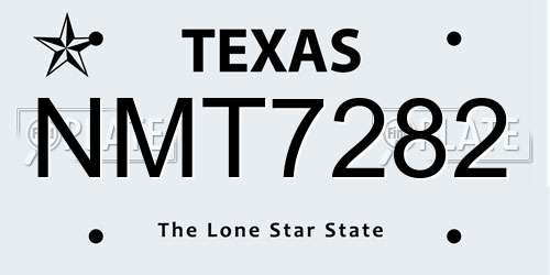 NMT7282 Texas License Plate