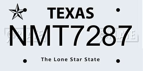 NMT7287 Texas License Plate