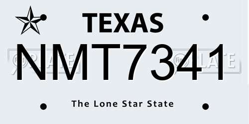 NMT7341 Texas License Plate