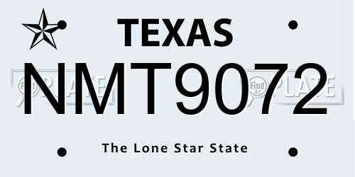 NMT9072 Texas License Plate