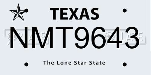 NMT9643 Texas License Plate