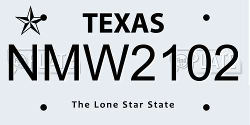 NMW2102 Texas License Plate