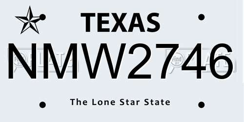 NMW2746 Texas License Plate