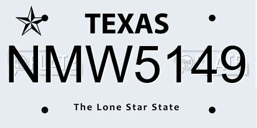 NMW5149 Texas License Plate
