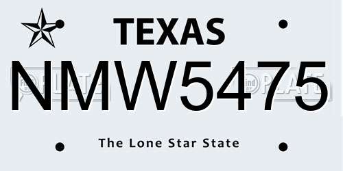 NMW5475 Texas License Plate