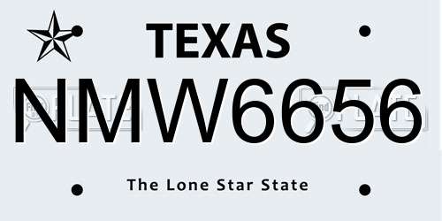 NMW6656 Texas License Plate