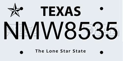 NMW8535 Texas License Plate