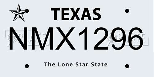 NMX1296 Texas License Plate
