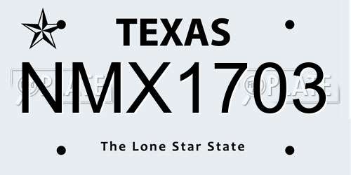NMX1703 Texas License Plate