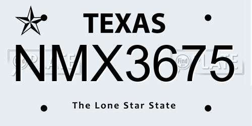 NMX3675 Texas License Plate