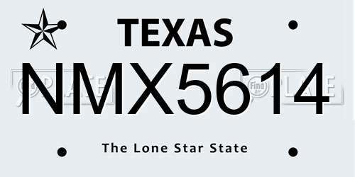 NMX5614 Texas License Plate