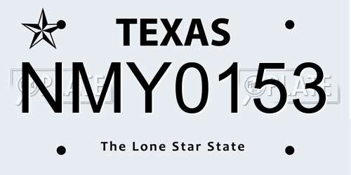 NMY0153 Texas License Plate