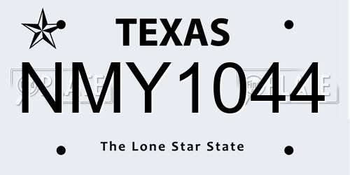 NMY1044 Texas License Plate