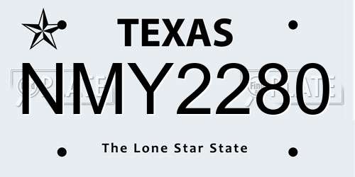 NMY2280 Texas License Plate