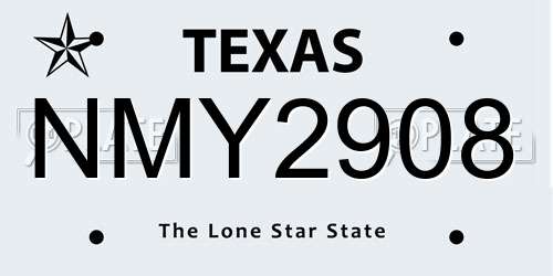NMY2908 Texas License Plate