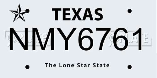 NMY6761 Texas License Plate