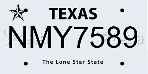 NMY7589 Texas License Plate