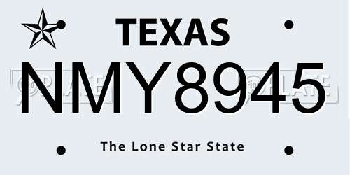 NMY8945 Texas License Plate