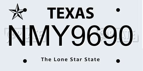 NMY9690 Texas License Plate