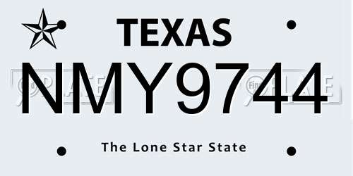 NMY9744 Texas License Plate