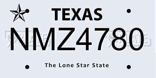 NMZ4780 Texas License Plate