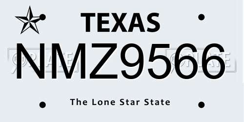 NMZ9566 Texas License Plate