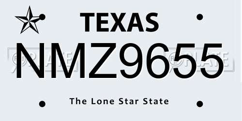 NMZ9655 Texas License Plate