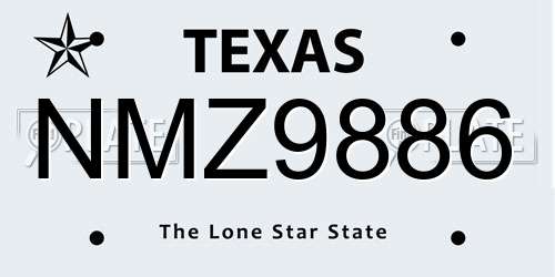 NMZ9886 Texas License Plate