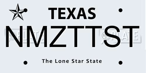 NMZTTST Texas License Plate