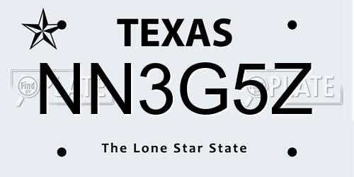 NN3G5Z Texas License Plate