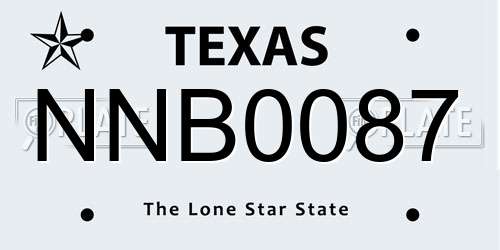 NNB0087 Texas License Plate