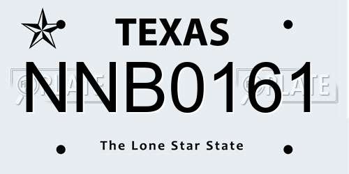 NNB0161 Texas License Plate