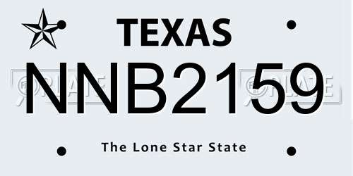 NNB2159 Texas License Plate