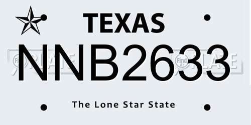 NNB2633 Texas License Plate