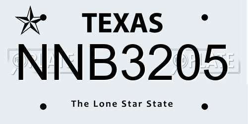 NNB3205 Texas License Plate