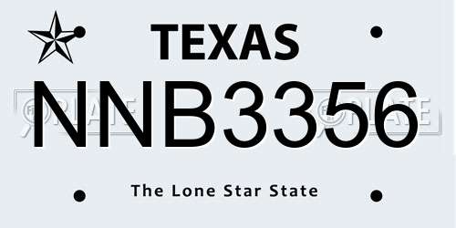 NNB3356 Texas License Plate
