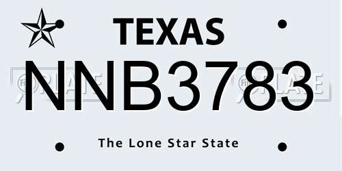 NNB3783 Texas License Plate
