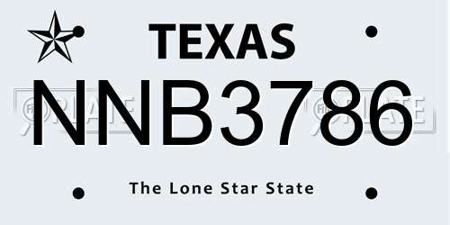 NNB3786 Texas License Plate