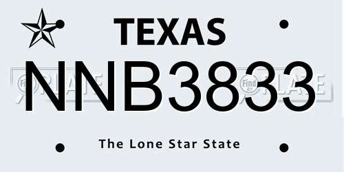 NNB3833 Texas License Plate