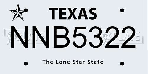 NNB5322 Texas License Plate