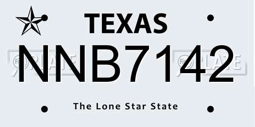 NNB7142 Texas License Plate