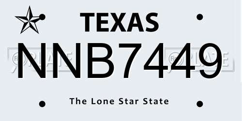 NNB7449 Texas License Plate