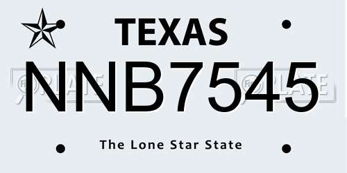 NNB7545 Texas License Plate