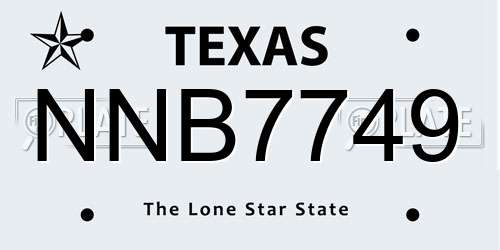 NNB7749 Texas License Plate